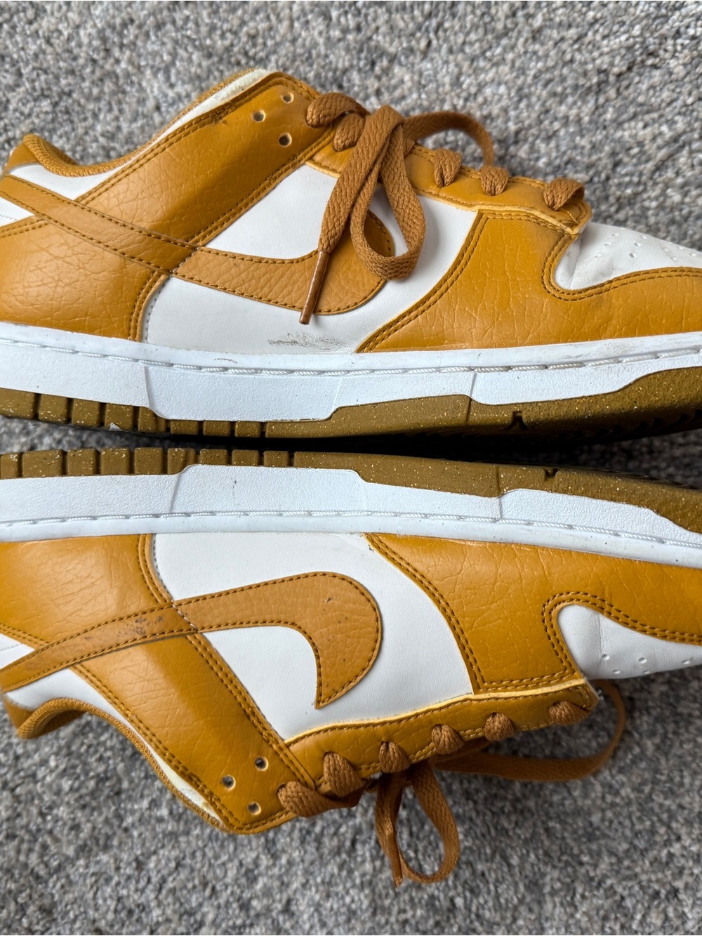 Nike Low-Top Dunk Sneakers in Mustard Yellow and White size 10 women